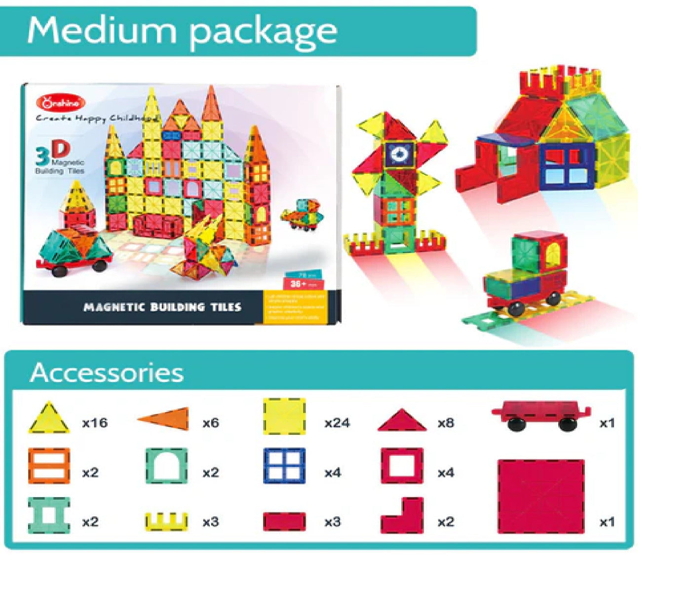 Buy Onshine 78Pcs Magnetic Building Tiles | Yallatoys.com