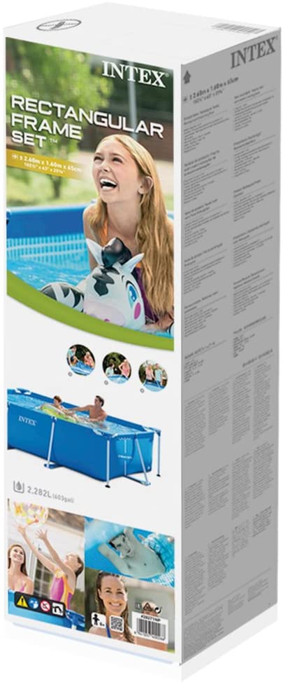 outdoor family swimming pool blue frame