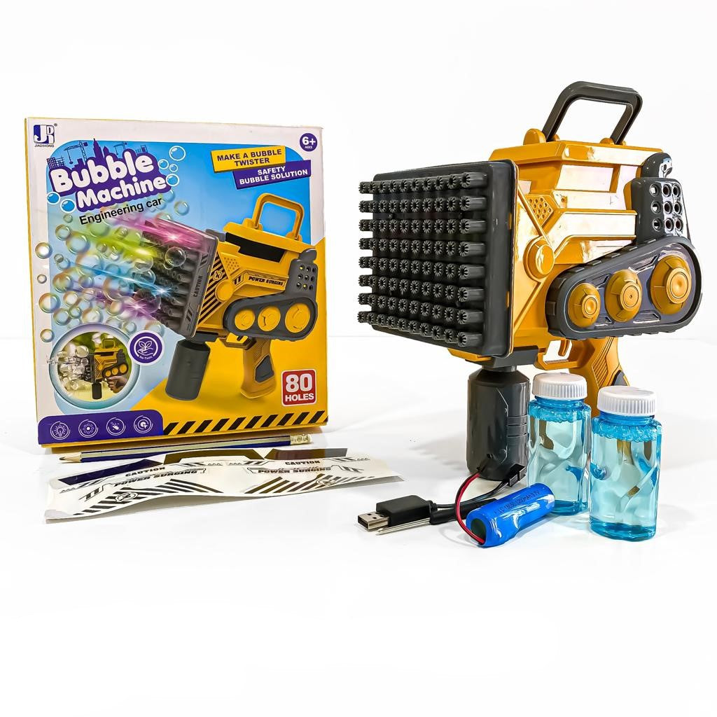 Buy Bubble Gun Engineering Car 80Holes Automatic Gun with light Rechargeable | Yallatoys.com