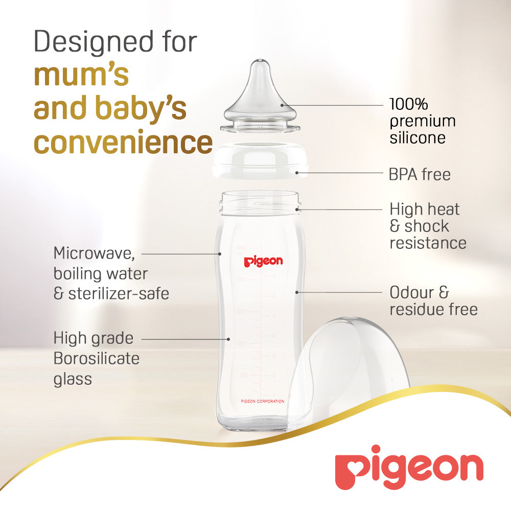 Pigeon Glass Bottle Wn 240 Ml Plain Pigeon Yallatoys