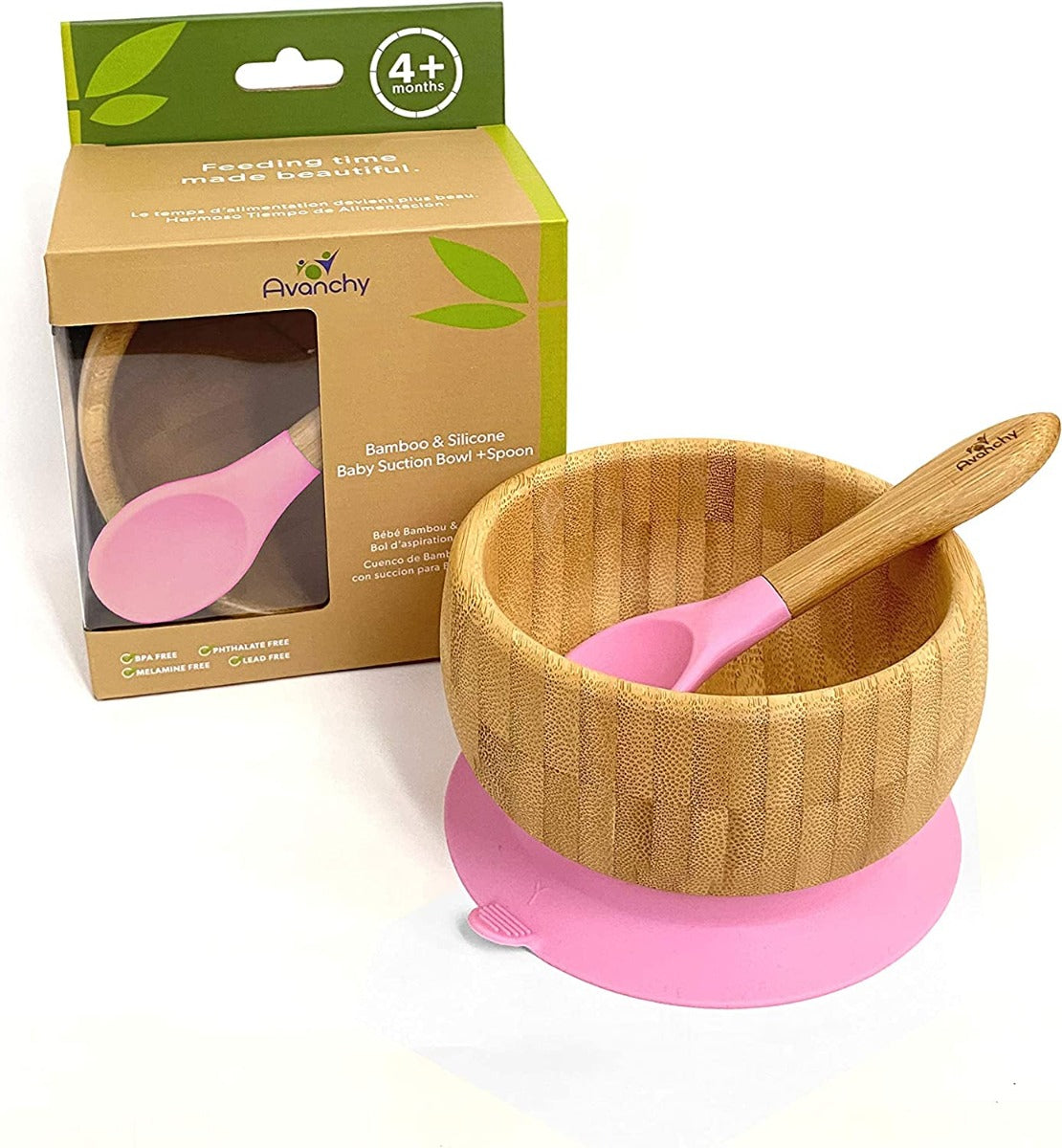 Avanchy Baby Bamboo Stay Put Suction Bowl + Spoon Pk Avanchy Yallatoys
