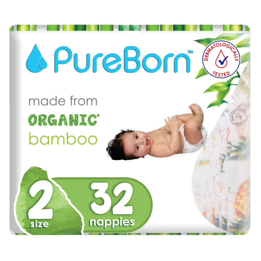 Pure Born Organic Bamboo Diaper  2 32pcs (Sold Separately Subject to Availability) Pure Born Yallatoys