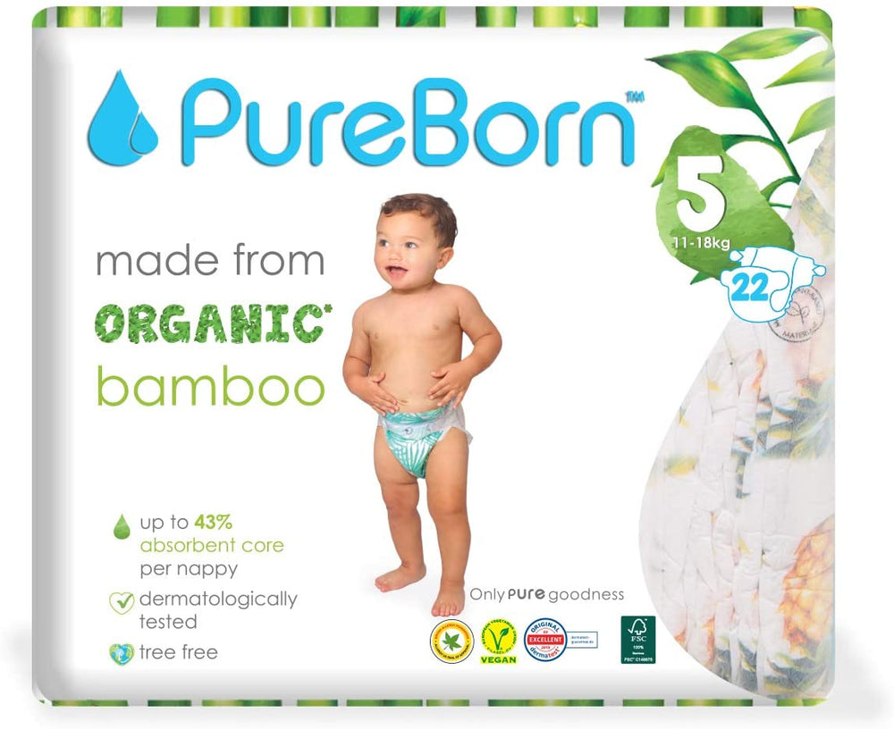Pure Born Organic Bamboo Diaper 5  22pcs (Sold Separately Subject to Availability) Pure Born Yallatoys