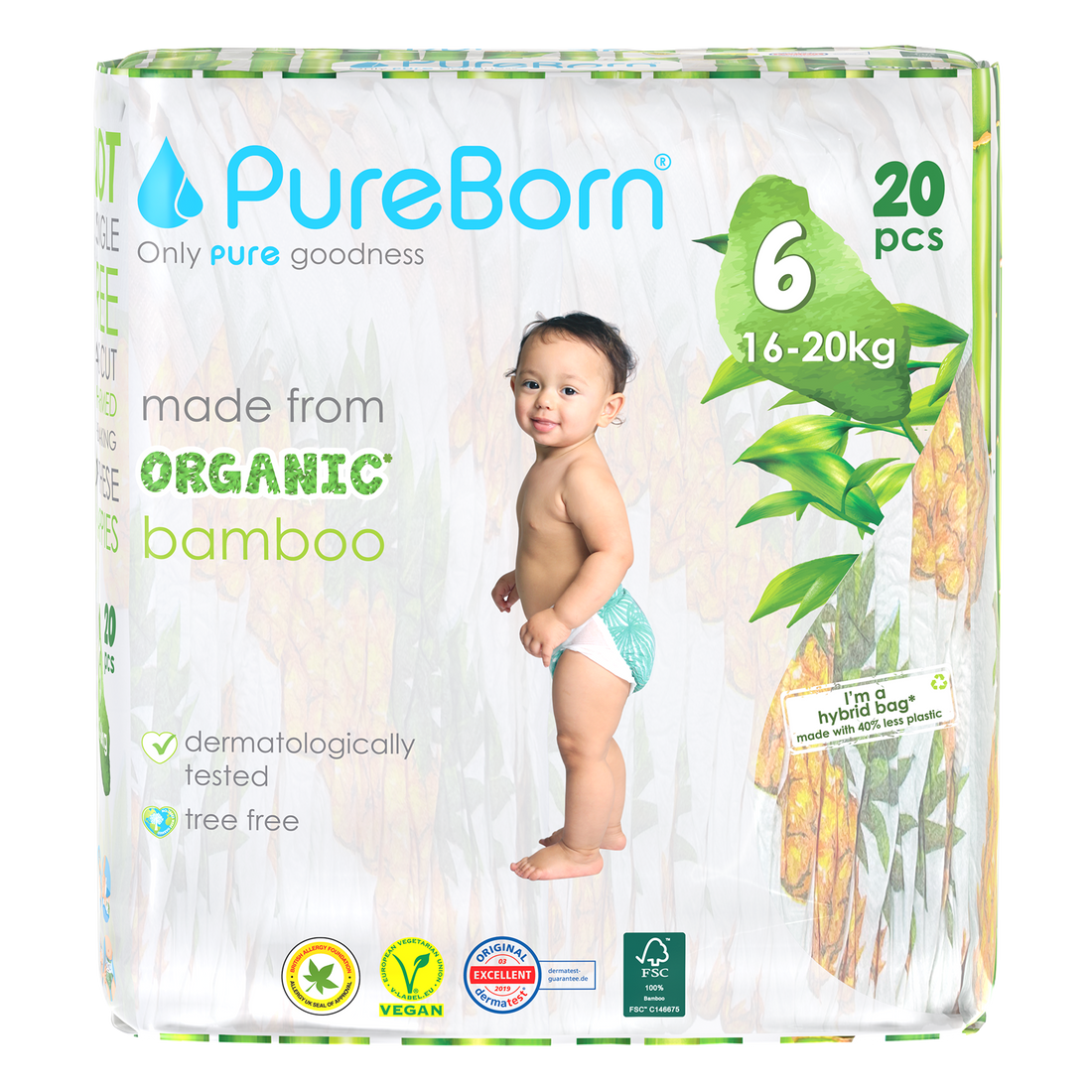 Pure Born Organic Bamboo Diaper 6 20pcs (Sold Separately Subject to Availability) Pure Born Yallatoys