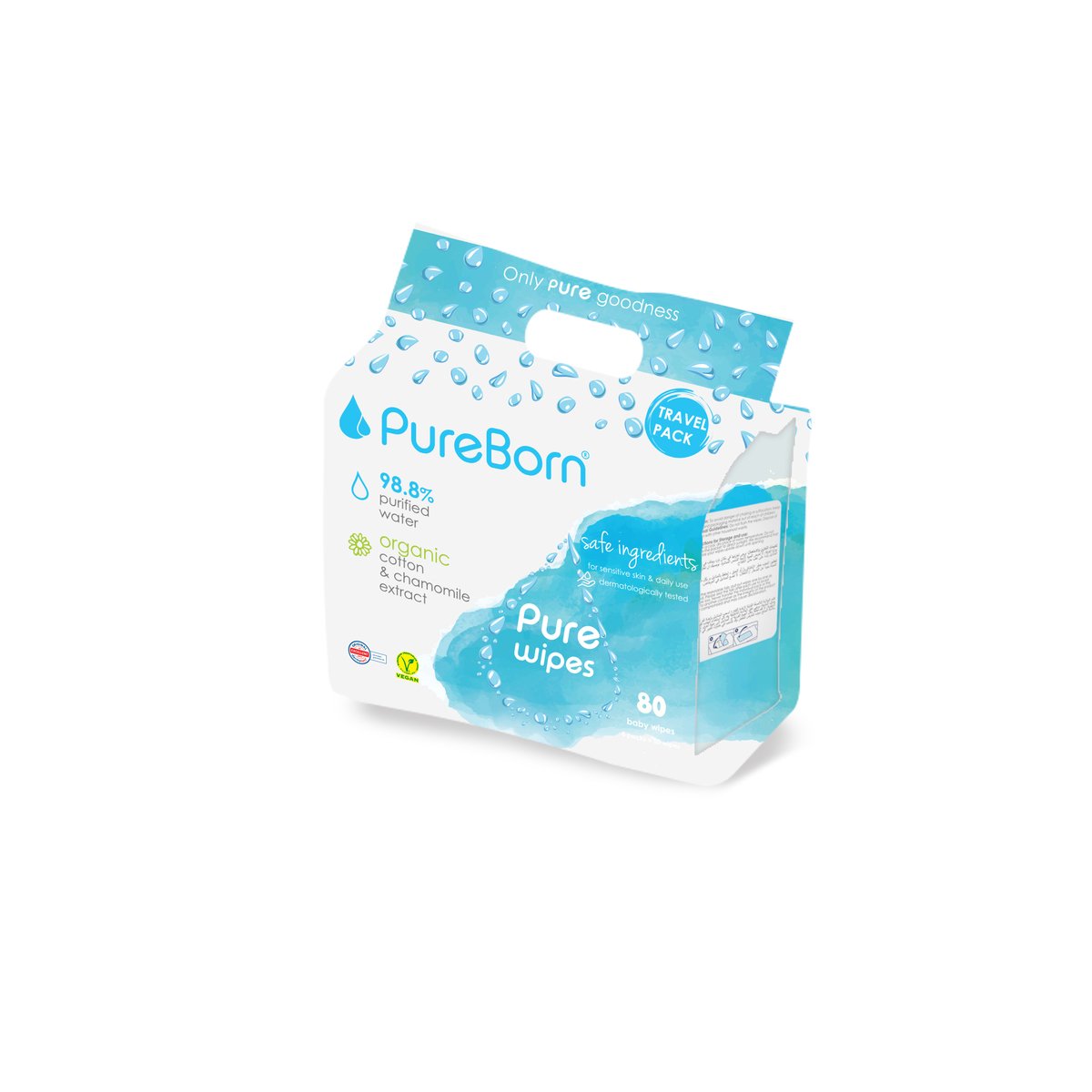 PureBorn Chamomile Travel Wipes 8x10 pcs