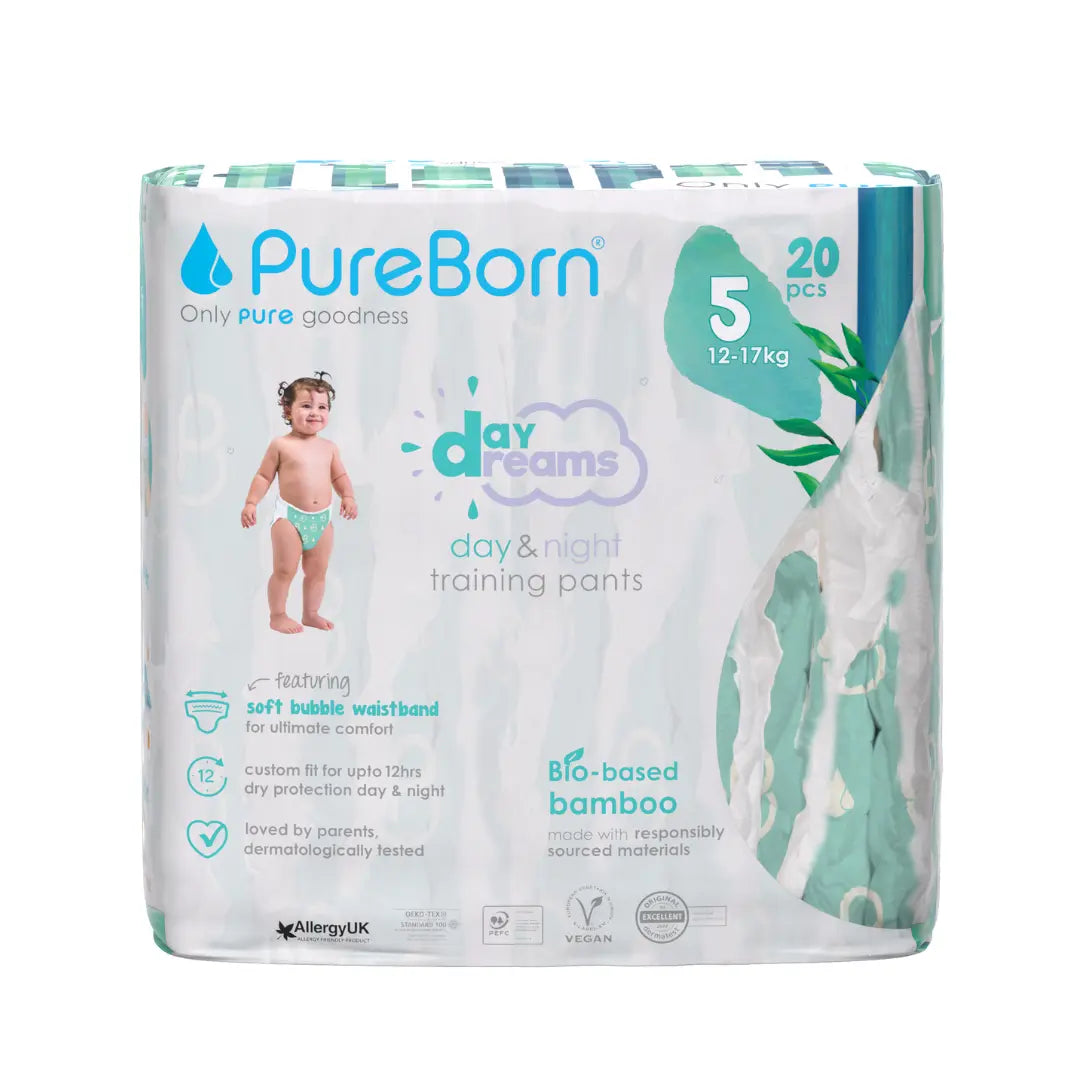 PureBorn Organic Bamboo Day Dream Diaper Pants Size 5 Pack of 20 Pure Born Yallatoys