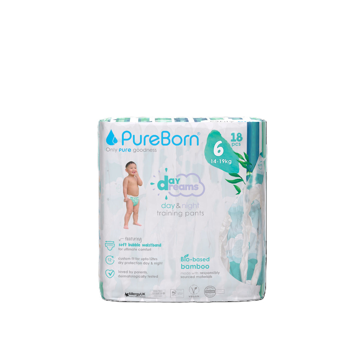 PureBorn Organic Bamboo Day Dream Diaper Pants Size 6 Pack of 18 Pure Born Yallatoys