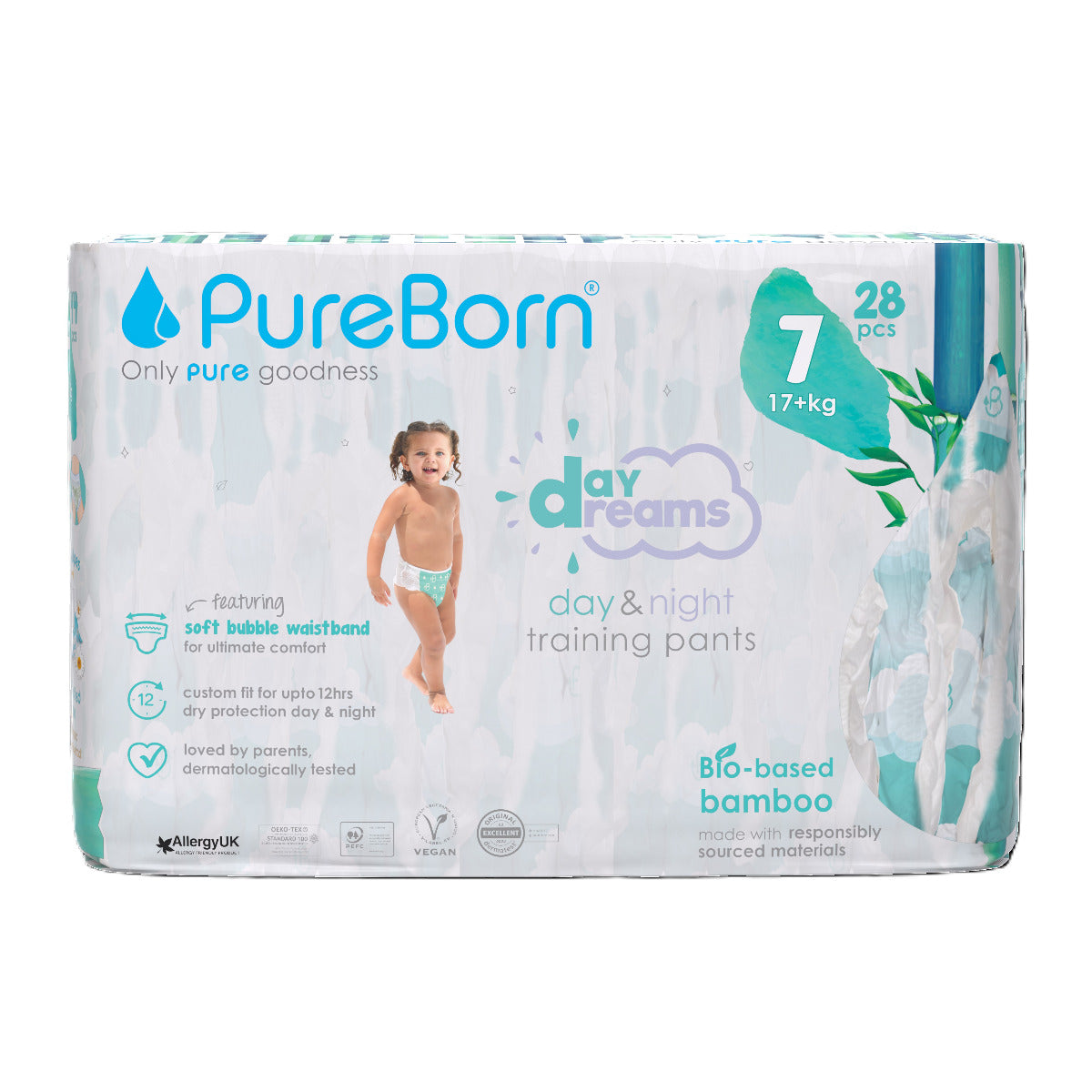 PureBorn Organic Bamboo Day Dream Diaper Pants Size 7 Pack of 28 Pure Born Yallatoys