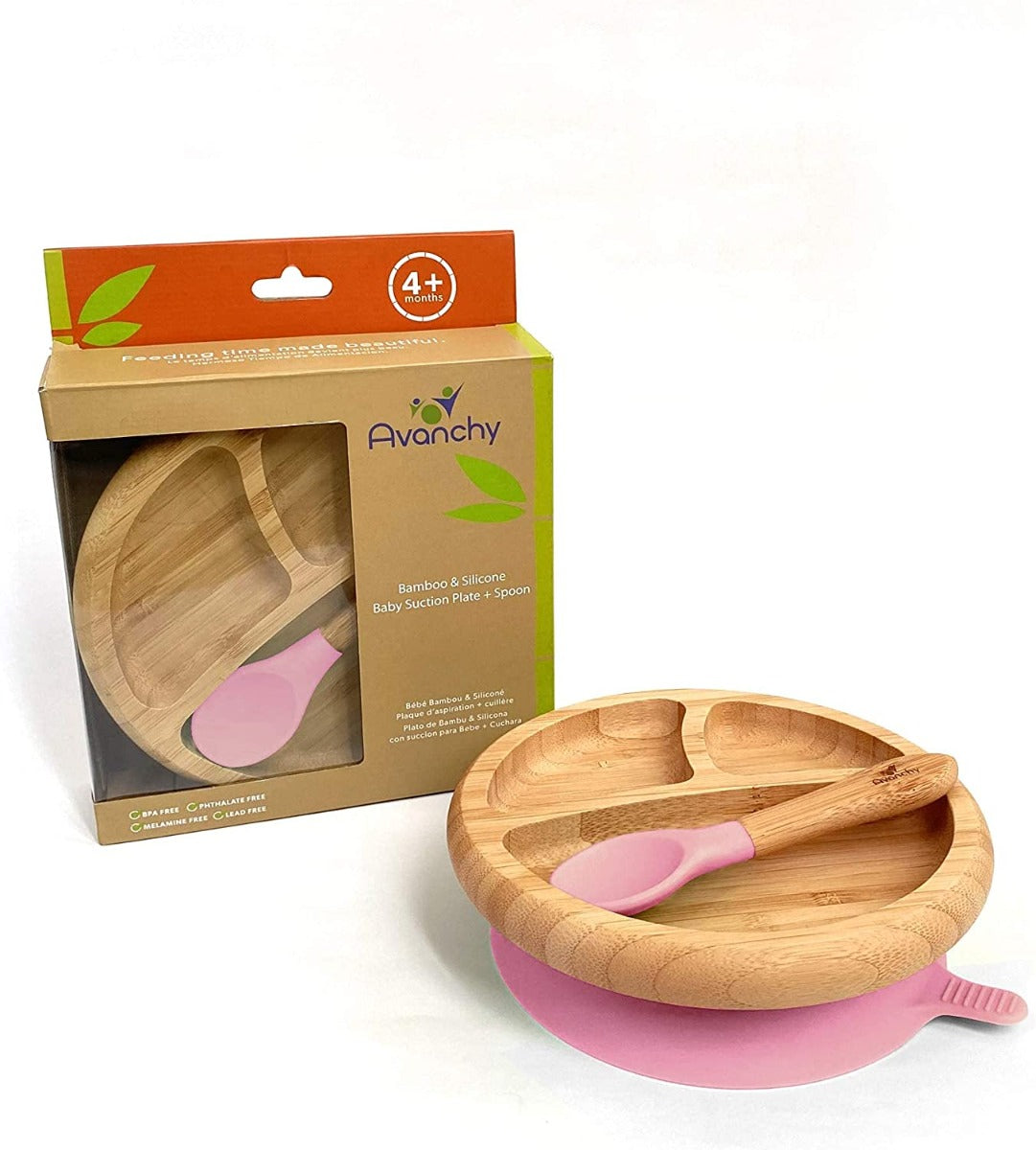 Avanchy Bamboo Suction Classic Plate + Spoon Pk Avanchy Yallatoys