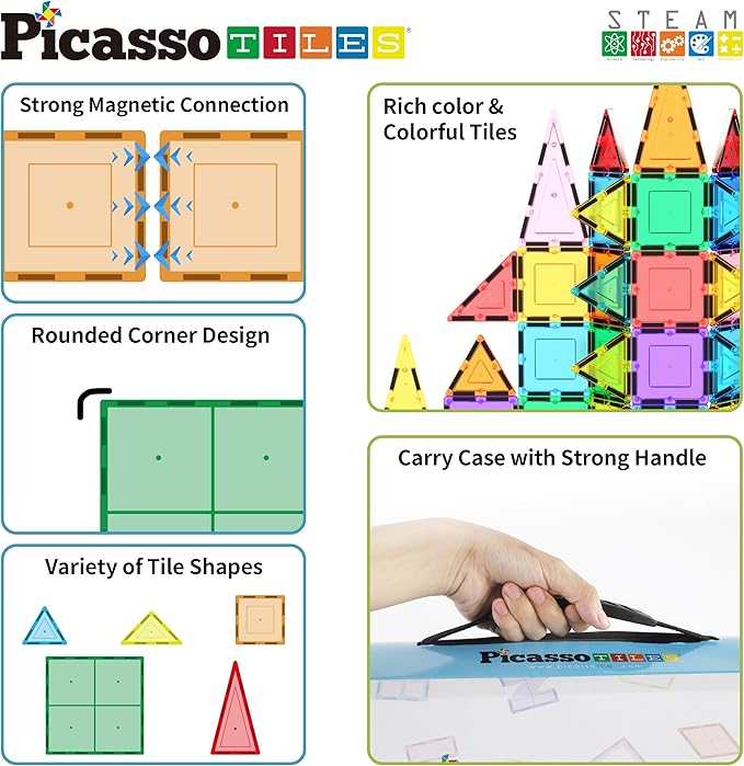 Buy Picasso Tiles Magnetic Tile Building Block Classic 101 Piece Playset | Yallatoys.com