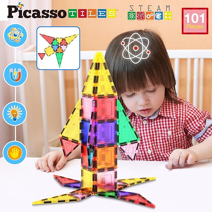Buy Picasso Tiles Magnetic Tile Building Block Classic 101 Piece Playset | Yallatoys.com