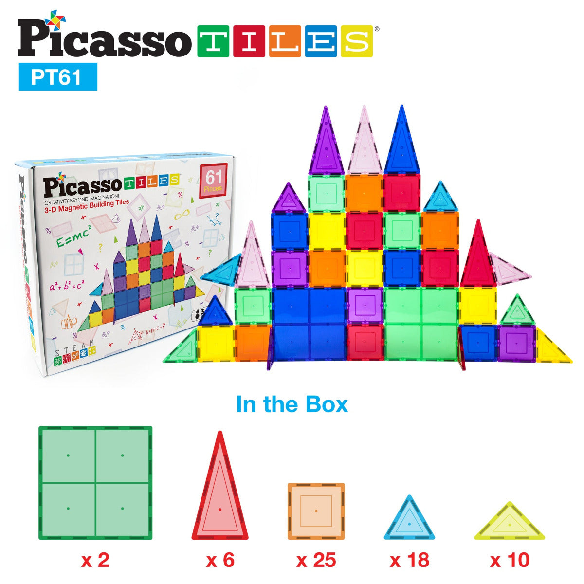 Buy Picasso Tiles Magnetic Tile Classic Building Set 61pcs | Yallatoys.com