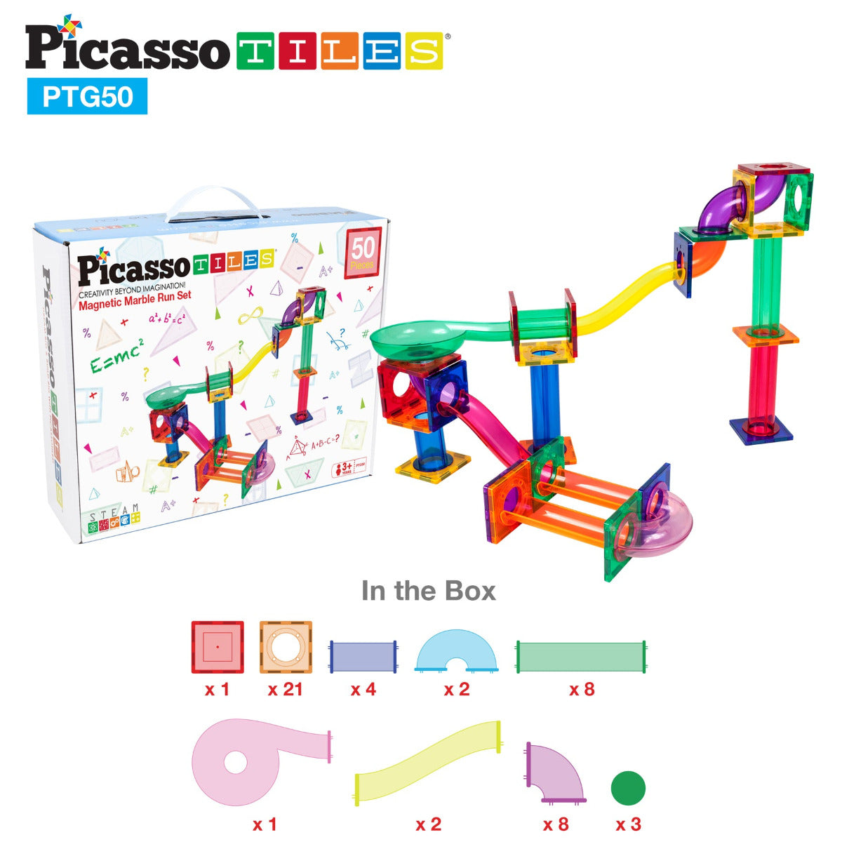 Buy Picasso Tiles Marble Run Building Blocks Set 50pcs | Yallatoys.com