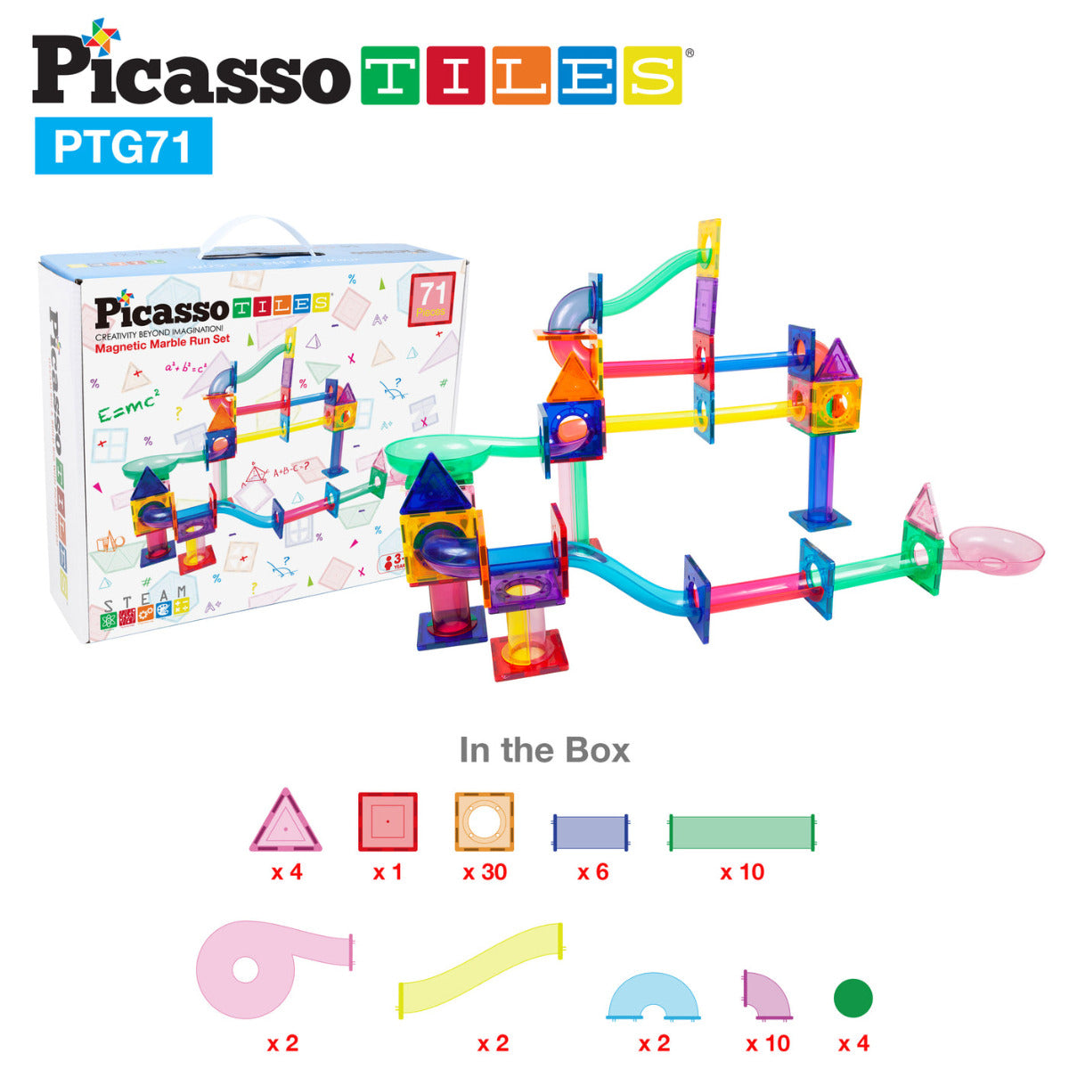 Buy Picasso Tiles Magnetic Marble Run 71pcs | Yallatoys.com