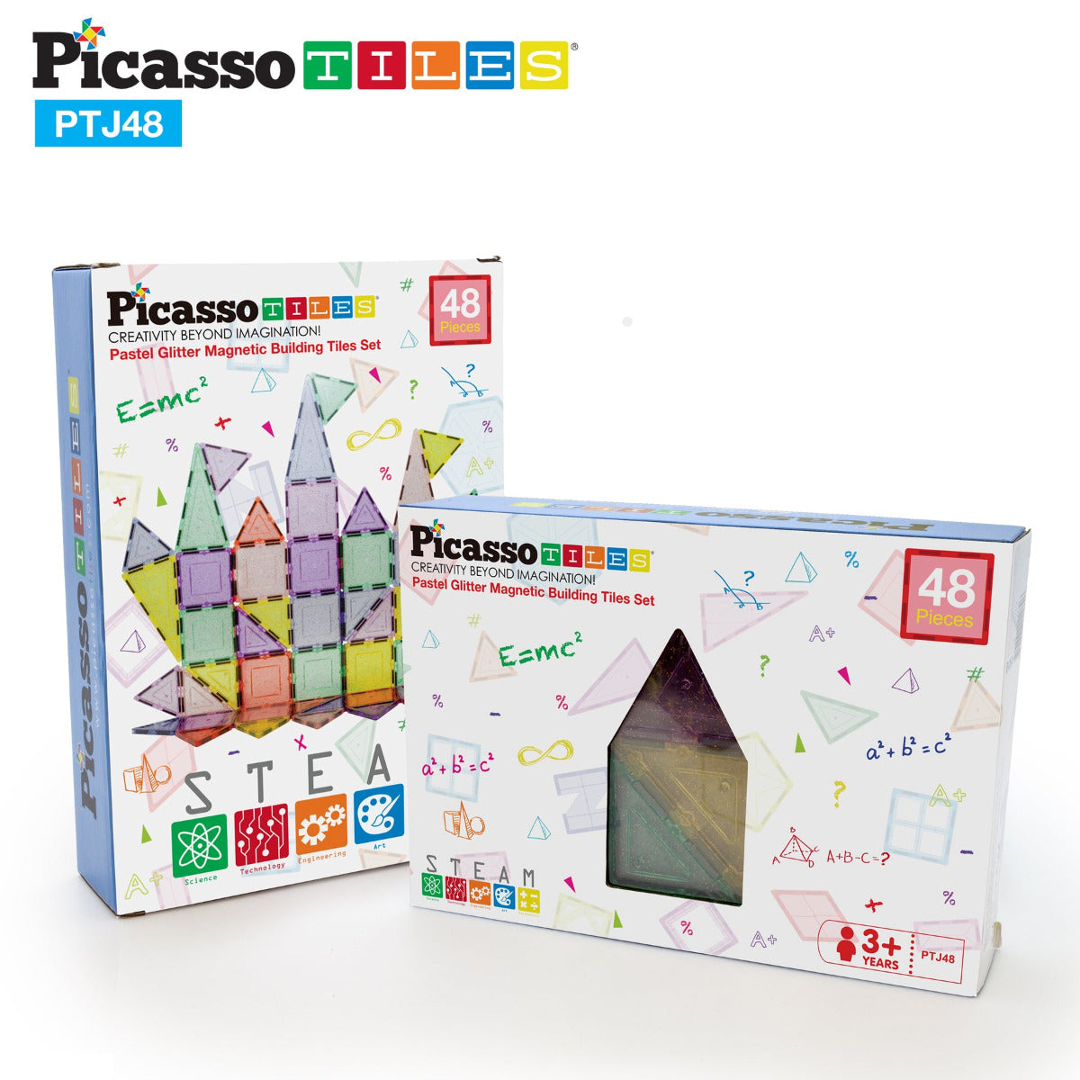 Buy Picasso Tiles Magnetic Tiles Building Set with Glitter Tiles 48pcs | Yallatoys.com