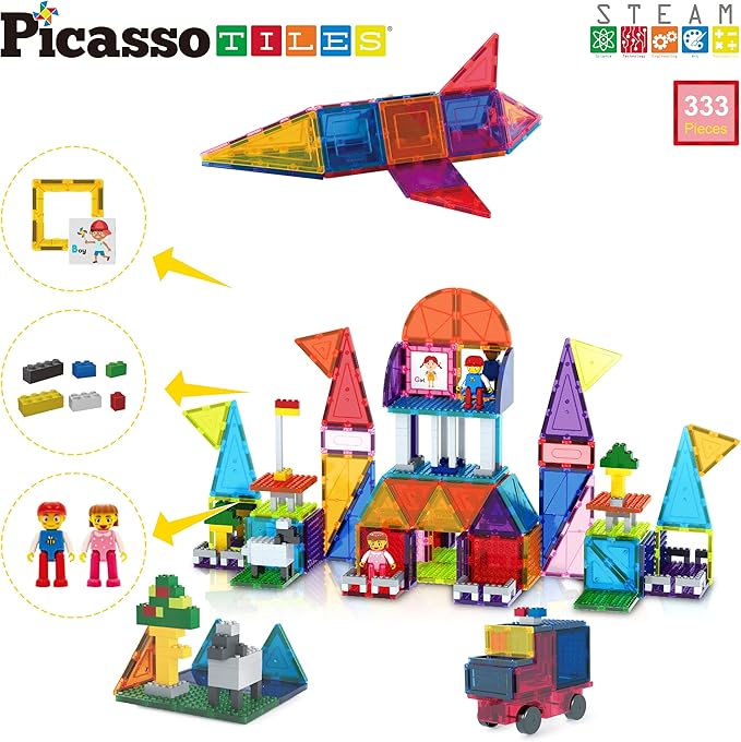Buy Picasso Tiles Magnetic Brick Tile and Magnetic Tile Combo Set 333pcs | Yallatoys.com
