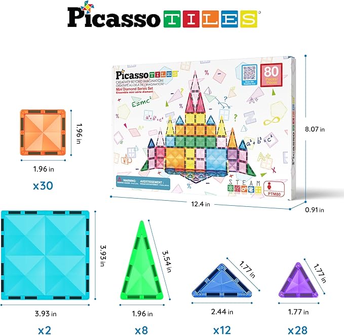 Buy Picasso Tiles Mini Size Magnetic Tiles 80pcs | Yallatoys.com