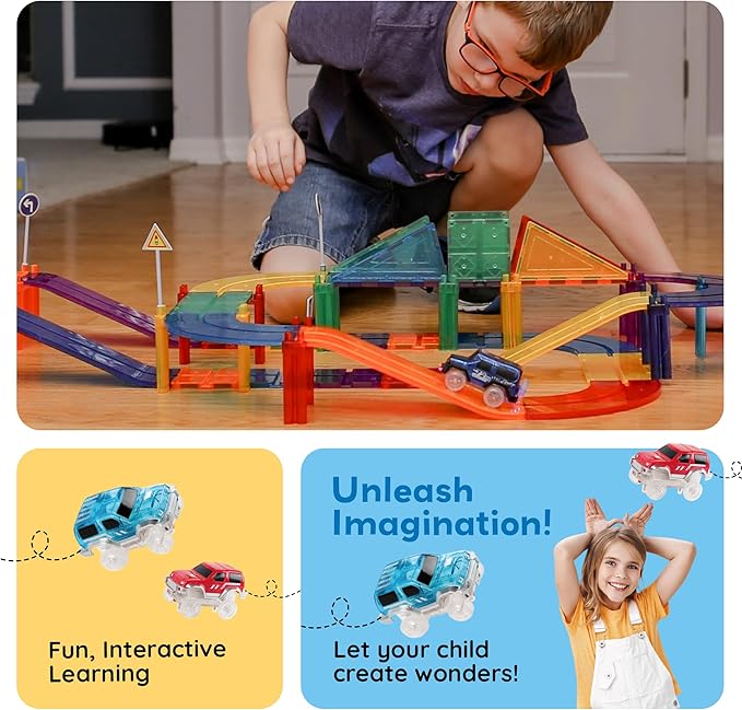 Buy Picasso Tiles Magnetic Race Car Track with Trucks Building Set 30pcs | Yallatoys.com