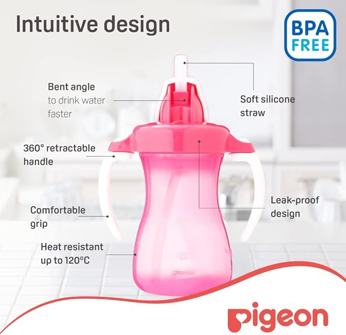 Pigeon Petite Hanging Type Straw Bottle 150ml Pink Pigeon Yallatoys