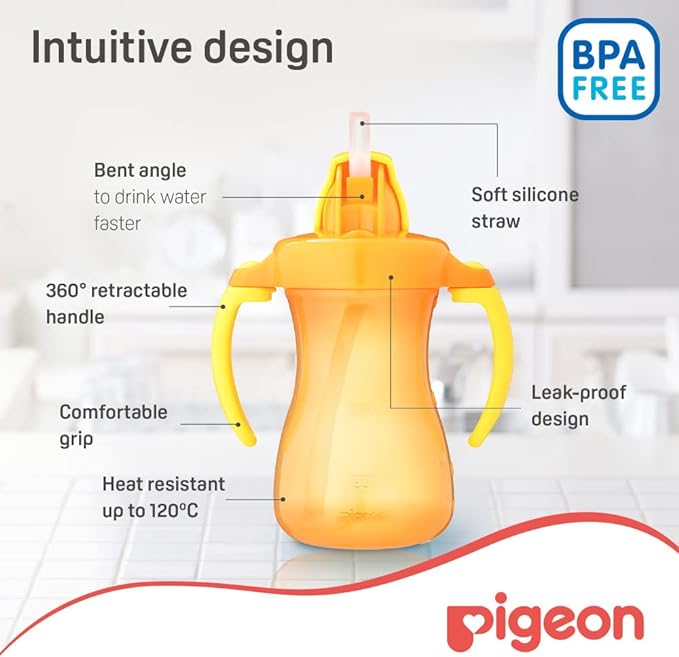 Pigeon Petite Hanging Type Straw Bottle 150ml Orange Pigeon Yallatoys