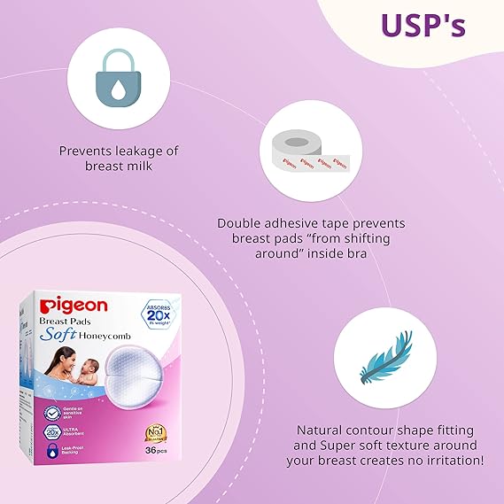 Pigeon Breast Pads Honeycomb 36 Pcs Pack Pigeon Yallatoys