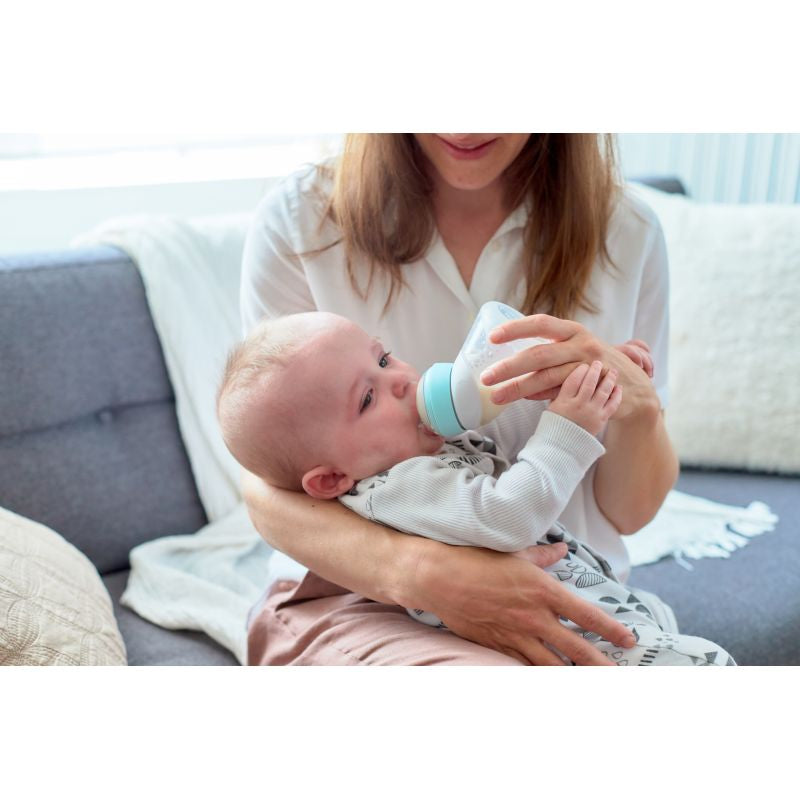 Marcus N Marcus  Silicone Angled Feeding Bottle And Spoon Set  Mint Marcus & Marcus Yallatoys