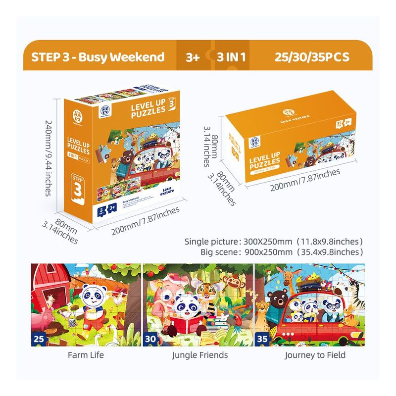 Buy Panda Juniors Level Up 3 in 1 Jigsaw Puzzle Step3 Busy Weekend | Yallatoys.com