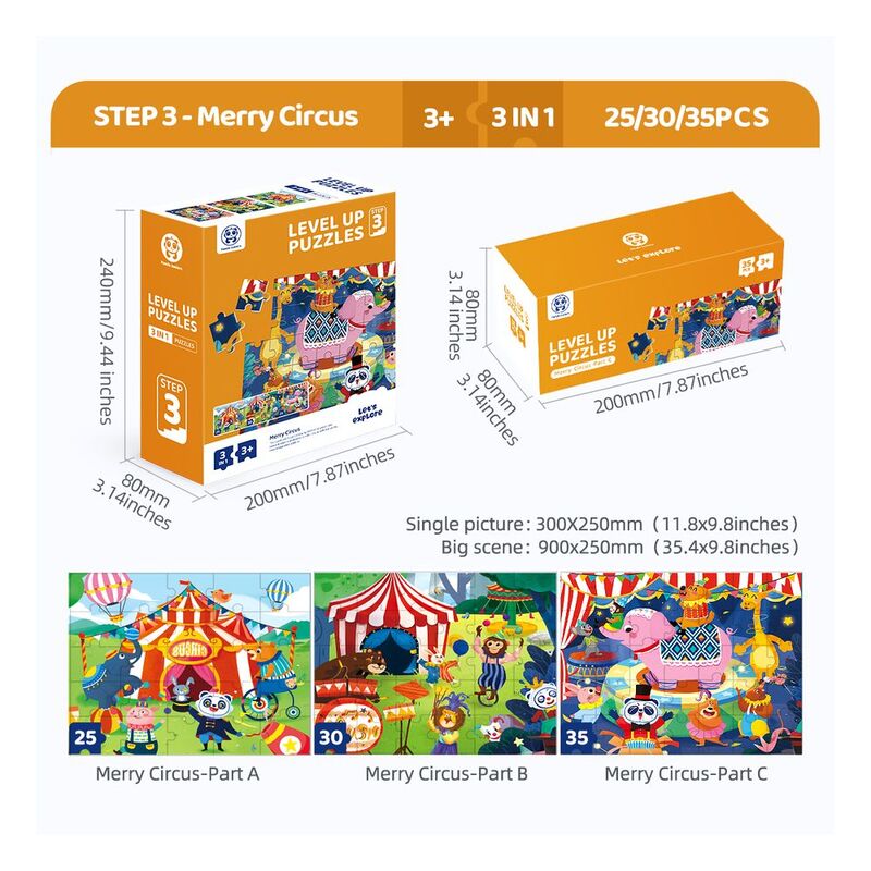 Buy Panda Juniors Level Up 3 in 1 Jigsaw Puzzle Step3 Merry Circus | Yallatoys.com