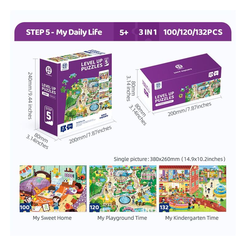 Buy Panda Juniors Level Up 3 in 1 Jigsaw Puzzle Step5 My Daily Life | Yallatoys.com