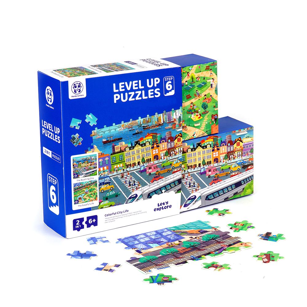 Buy Panda Juniors Level Up 2 in 1 Jigsaw Puzzle Step6 Colorful City Life | Yallatoys.com