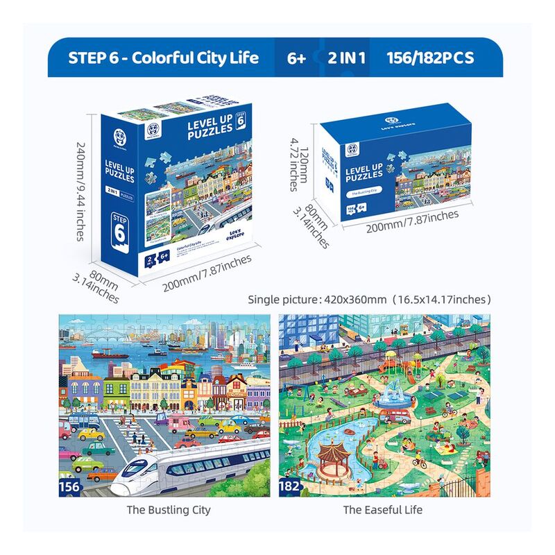 Buy Panda Juniors Level Up 2 in 1 Jigsaw Puzzle Step6 Colorful City Life | Yallatoys.com