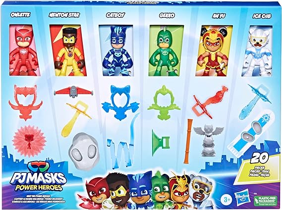 Buy PJ Masks Power Heroes Meet The Power Heroes Figure Set with 6 Figures and 14 Accessories | Yallatoys.com