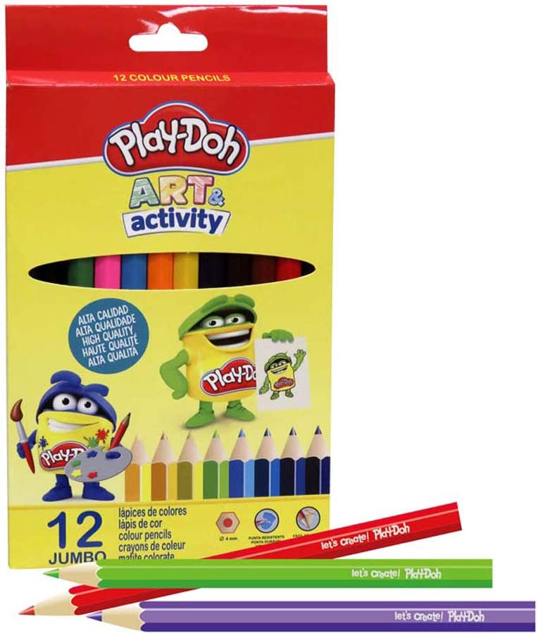 Buy Playdoh 12 Colors Jumbo Colour Pencils In A Box | Yallatoys.com