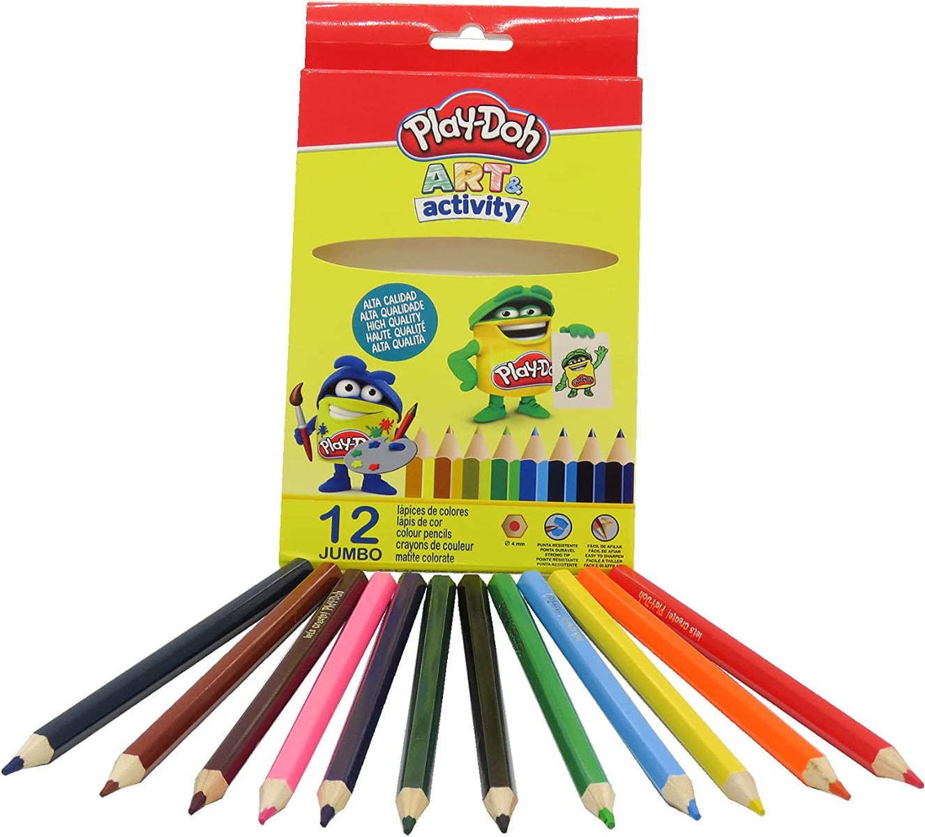 Buy Playdoh 12 Colors Jumbo Colour Pencils In A Box | Yallatoys.com