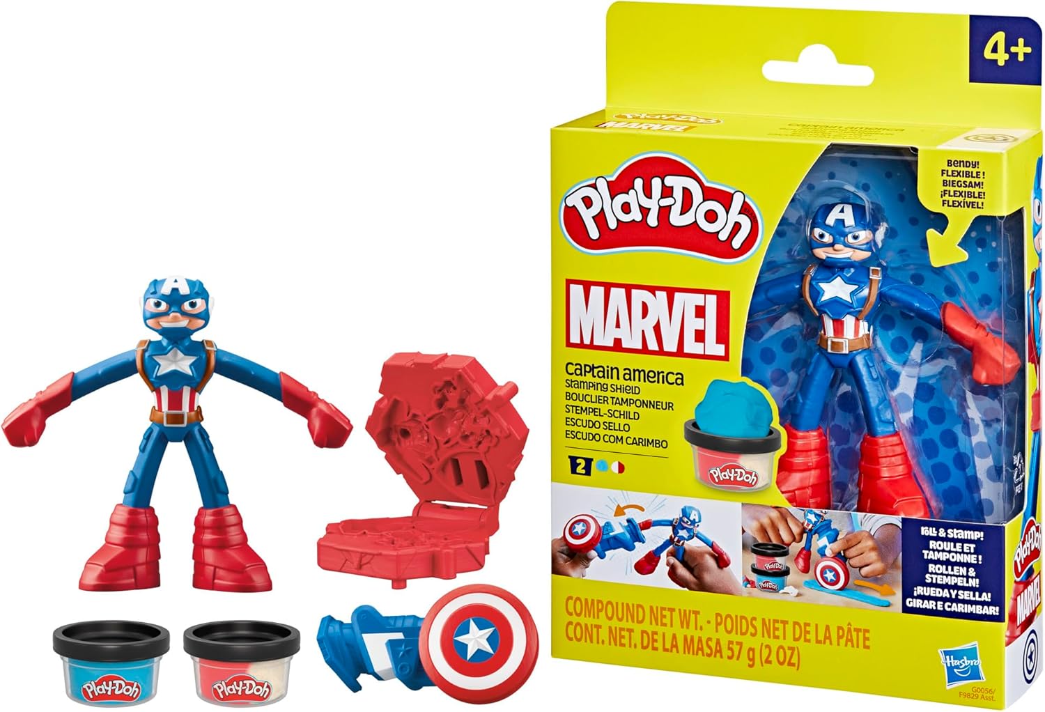 Buy Play doh marvel captain america stamping shield with bendy action figure | Yallatoys.com