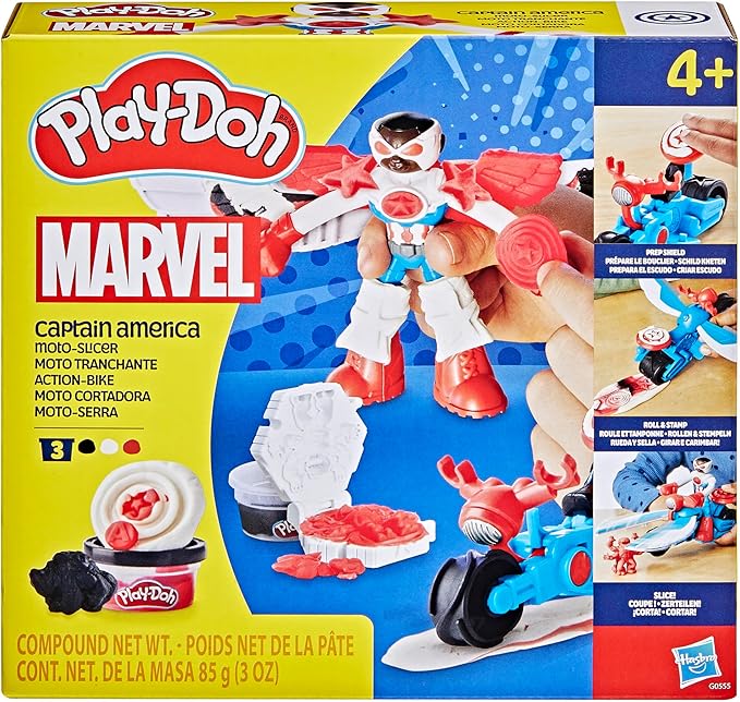 Buy Play Doh Marvel Captain America Moto Slicer Playset With Bendy Action Figure | Yallatoys.com