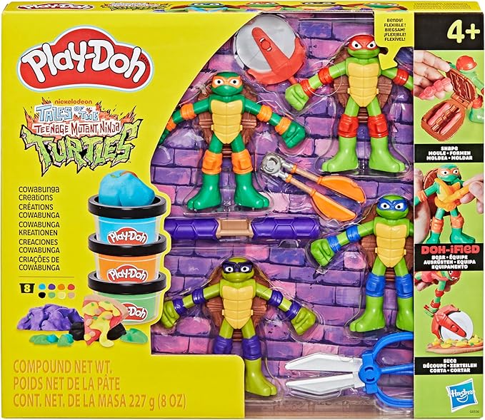Buy Play Doh Teenage Mutant Ninja Turtles Cowabunga Creations Bendy 4 Inch Action Figures Set | Yallatoys.com