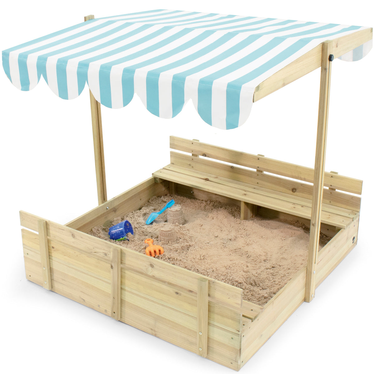 Buy Plum Wooden Sandpit with Canopy Natural | Yallatoys.com
