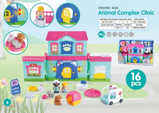 Buy Playgo Animal Complex Clinic Set 16 Pcs Battery Operated | Yallatoys.com
