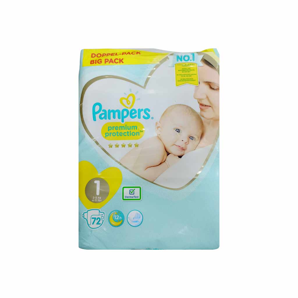 Pampers Premium Protection Size 1 2-5 Kg 72 Diapers Pack Pampers Yallatoys