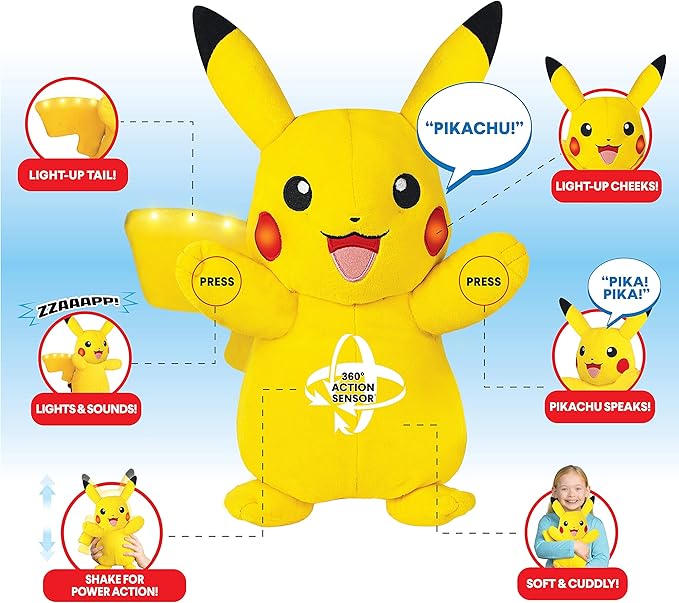 Buy Pokemon Power Action Pikachu 12inch Talking Plush Toy | Yallatoys.com