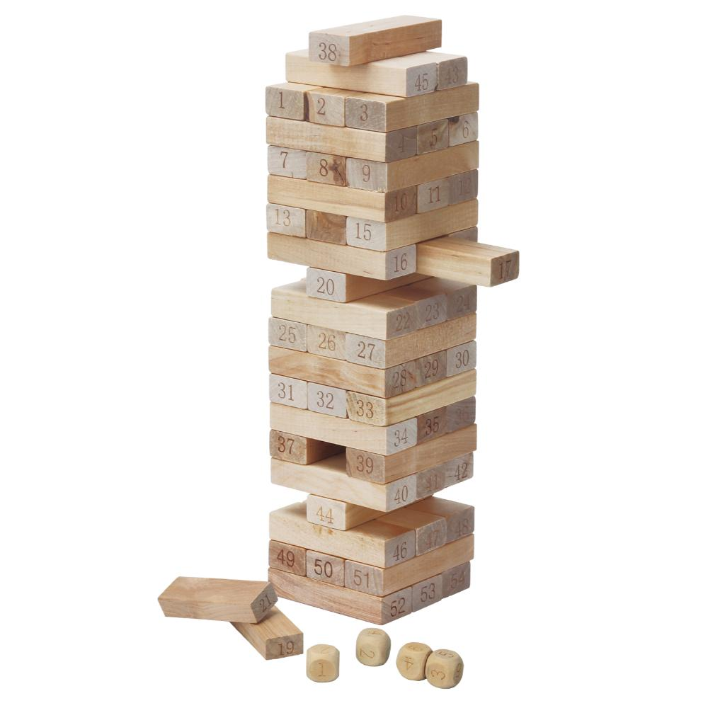 Buy Power Joy Wooden Tower Blocks 54pcs 4Dice | Yallatoys.com