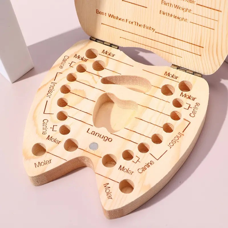 Wooden Baby Kids Tooth Storage Box 1pc Yalla Gifting Yallatoys