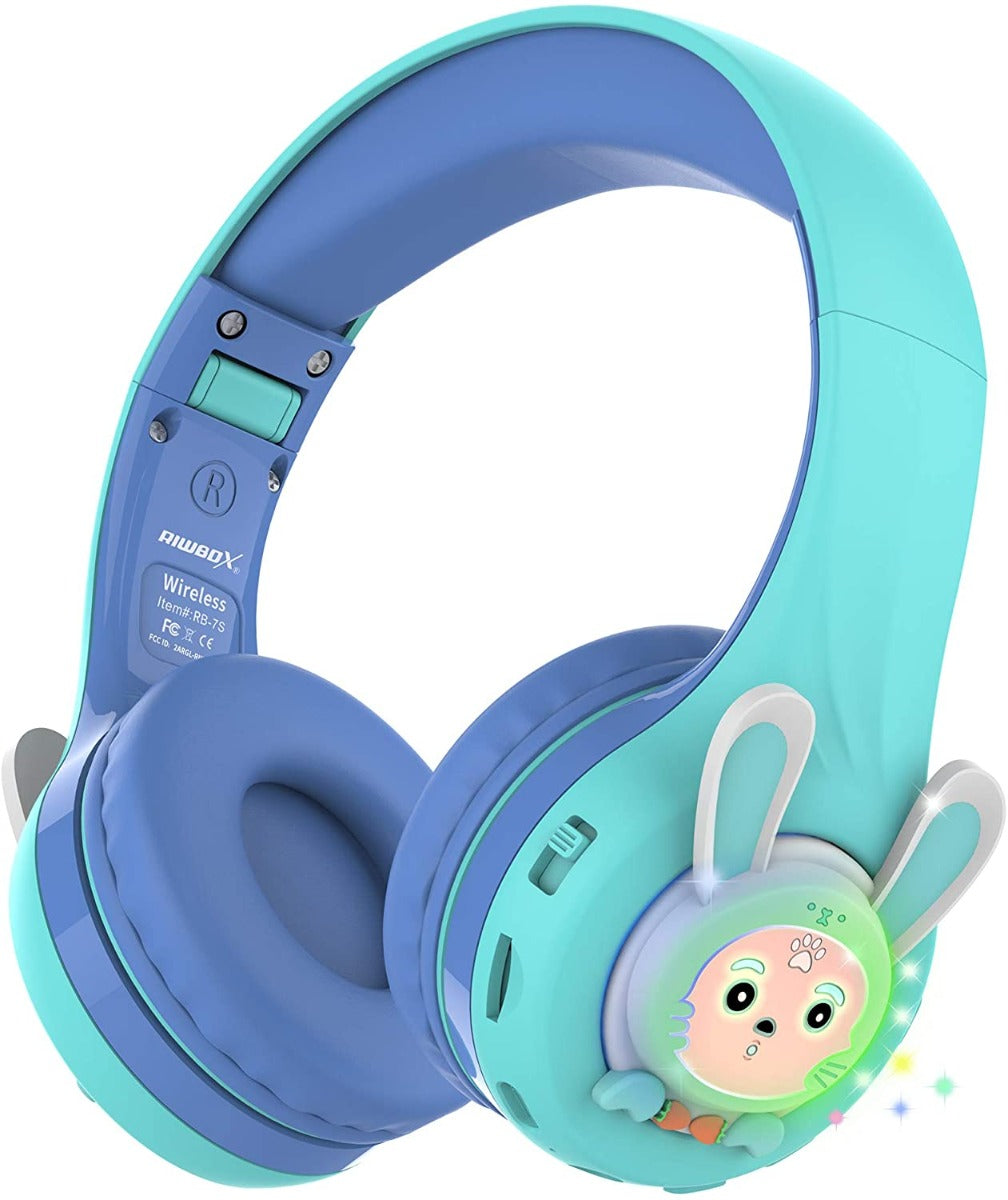 Buy Riwbox Rabbit Bluetooth Headphones With Led For Kids Blue Green | Yallatoys.com
