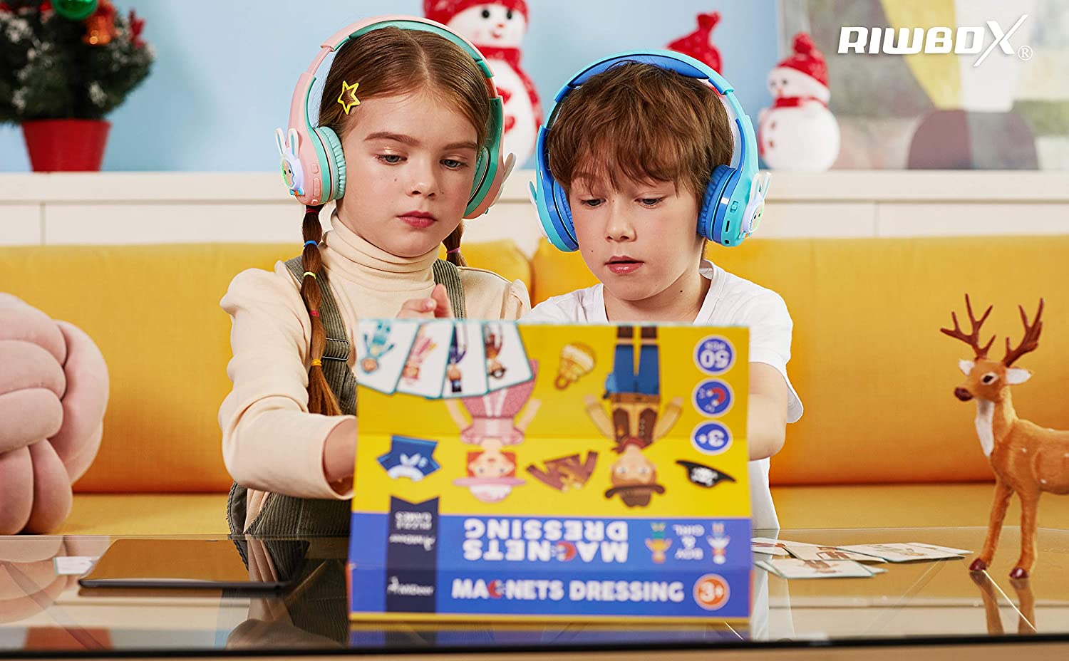 Buy Riwbox Rabbit Bluetooth Headphones With Led For Kids Blue Green | Yallatoys.com