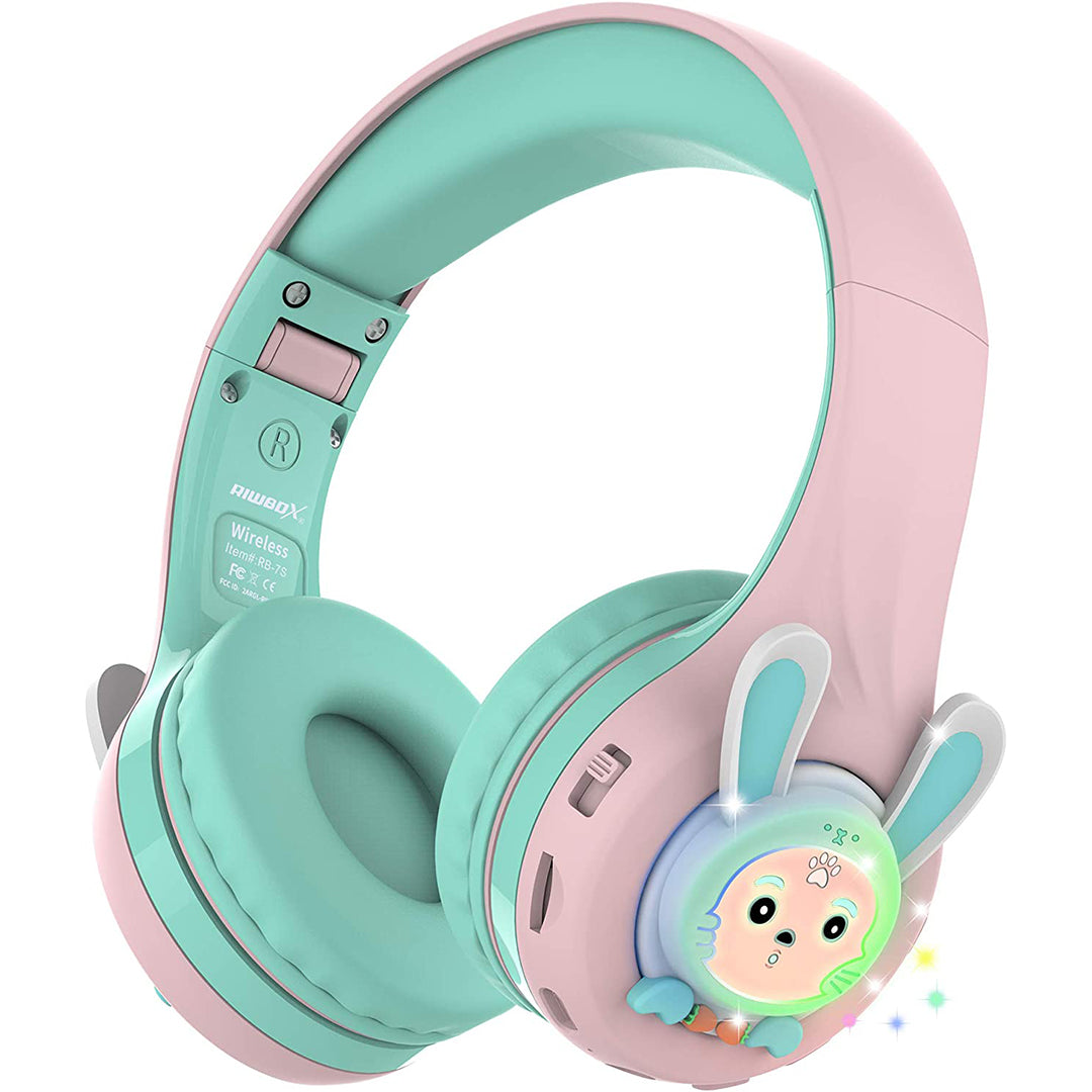 Buy Riwbox Rabbit Bluetooth Headphones With Led For Kids Pink Green | Yallatoys.com