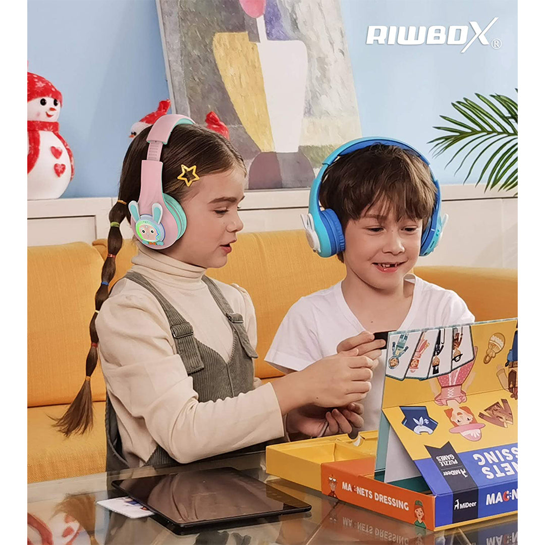 Buy Riwbox Rabbit Bluetooth Headphones With Led For Kids Pink Green | Yallatoys.com