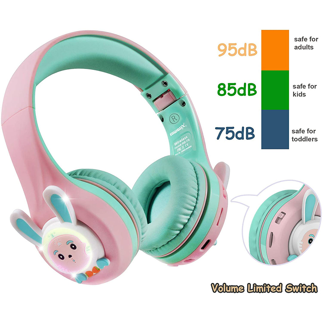 Buy Riwbox Rabbit Bluetooth Headphones With Led For Kids Pink Green | Yallatoys.com