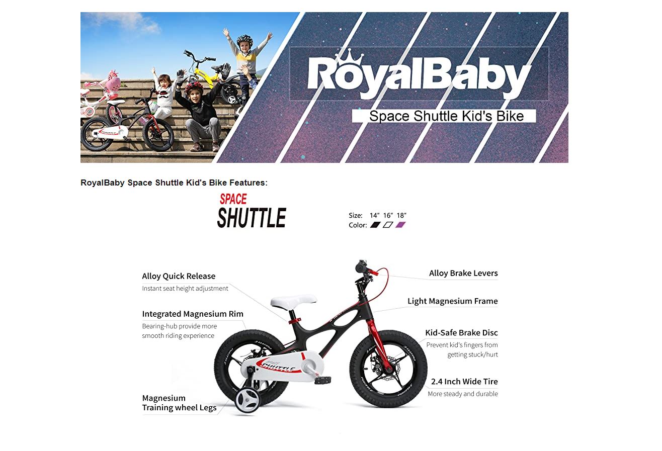 Buy Royal Baby Space Shuttle 14Inch Bicycle Black | Yallatoys.com