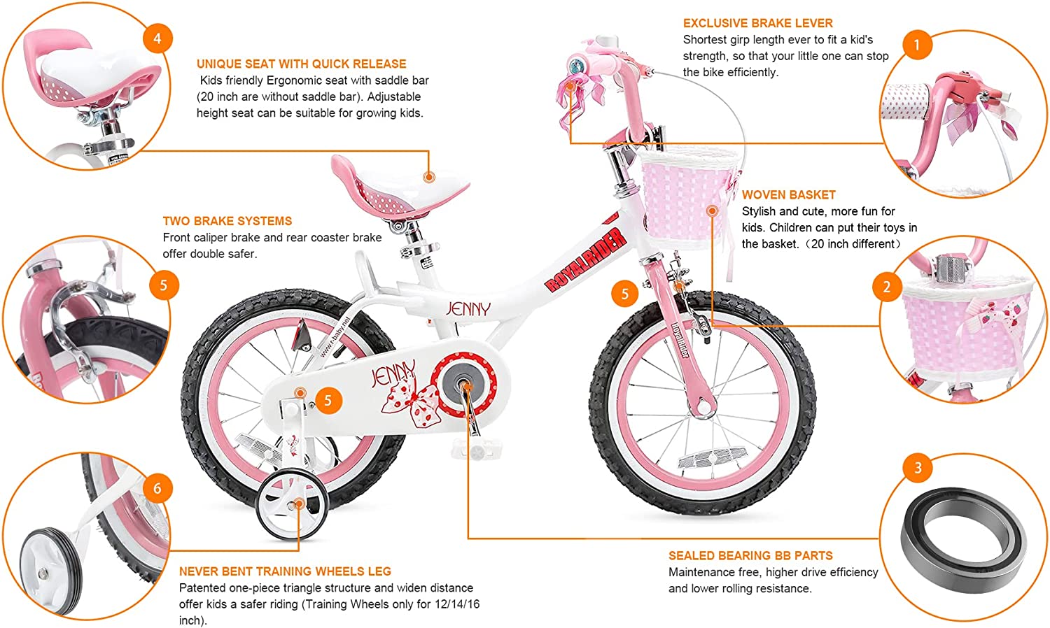 Buy Royal Baby Jenny Kids 14inch Bicycle White | Yallatoys.com